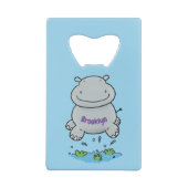 Cute hippo springende cartoon illustratie creditkaart flessenopener (Achterkant)