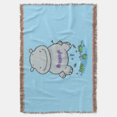 Cute hippo springende cartoon illustratie deken (Voorkant Verticaal)