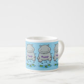 Cute hippo springende cartoon illustratie espresso kop (Voorkant rechts)
