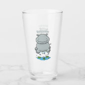 Cute hippo springende cartoon illustratie glas (Voorkant)