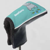 Cute hippo springende cartoon illustratie golfheadcover (3/4 voorkant)
