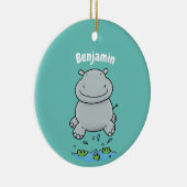 Cute hippo springende cartoon illustratie keramisch ornament (Rechts)