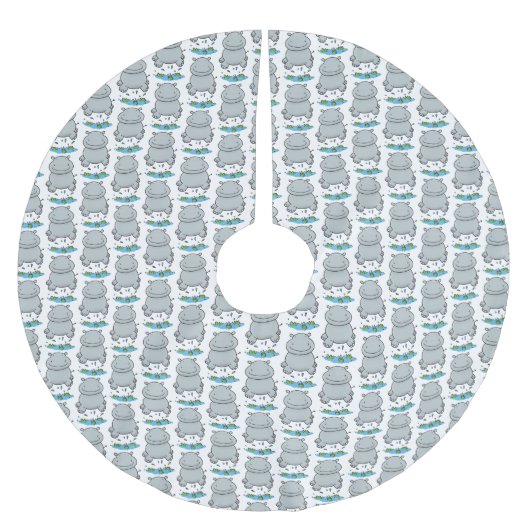 Cute hippo springende cartoon illustratie kerstboom rok (Voorkant)