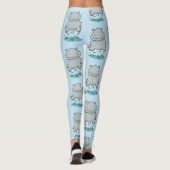 Cute hippo springende cartoon illustratie leggings (Achterkant)