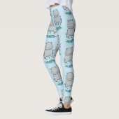 Cute hippo springende cartoon illustratie leggings (Links)