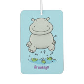 Cute hippo springende cartoon illustratie luchtverfrisser (Voorkant)