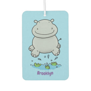 Cute hippo springende cartoon illustratie luchtverfrisser