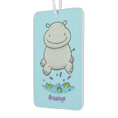Cute hippo springende cartoon illustratie luchtverfrisser (Links)