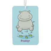 Cute hippo springende cartoon illustratie luchtverfrisser (Achterkant)