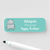 Cute hippo springende cartoon illustratie naamplaatje (In situ)