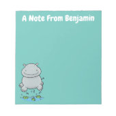 Cute hippo springende cartoon illustratie notitieblok (Voorkant)