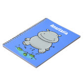 Cute hippo springende cartoon illustratie notitieboek (Linkerzijde)