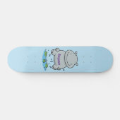 Cute hippo springende cartoon illustratie persoonlijk skateboard (Horizontaal)