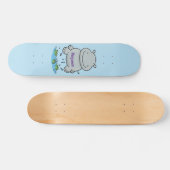 Cute hippo springende cartoon illustratie persoonlijk skateboard (Horizontaal)