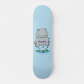 Cute hippo springende cartoon illustratie persoonlijk skateboard (Voorkant)