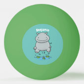Cute hippo springende cartoon illustratie pingpongbal (Achterkant)