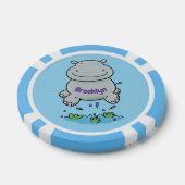 Cute hippo springende cartoon illustratie poker chips (Enkel)