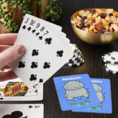Cute hippo springende cartoon illustratie pokerkaarten (Insitu)