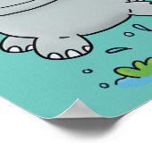 Cute hippo springende cartoon illustratie poster (Hoek)