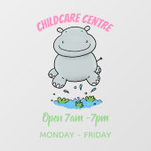 Cute hippo springende cartoon illustratie raamsticker (Vel)