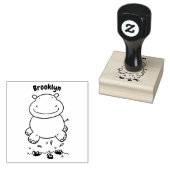 Cute hippo springende cartoon illustratie rubberstempel (Gestempeld)