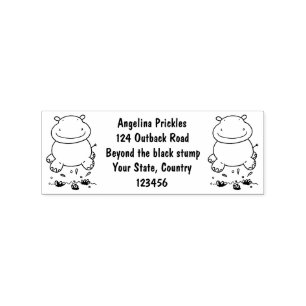 Cute hippo springende cartoon illustratie rubberstempel