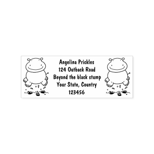 Cute hippo springende cartoon illustratie rubberstempel (Afrduk)