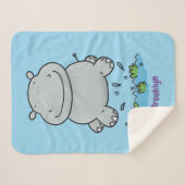 Cute hippo springende cartoon illustratie sherpa deken (Voorkant (horizontaal))