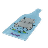 Cute hippo springende cartoon illustratie snijplank (Hoek)