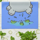 Cute hippo springende cartoon illustratie theedoek (Gevouwen)