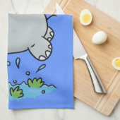 Cute hippo springende cartoon illustratie theedoek (Quarter Fold)