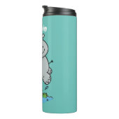 Cute hippo springende cartoon illustratie thermosbeker (Geroteerd rechts)