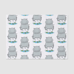 Cute hippo springende cartoon illustratie tissuepapier
