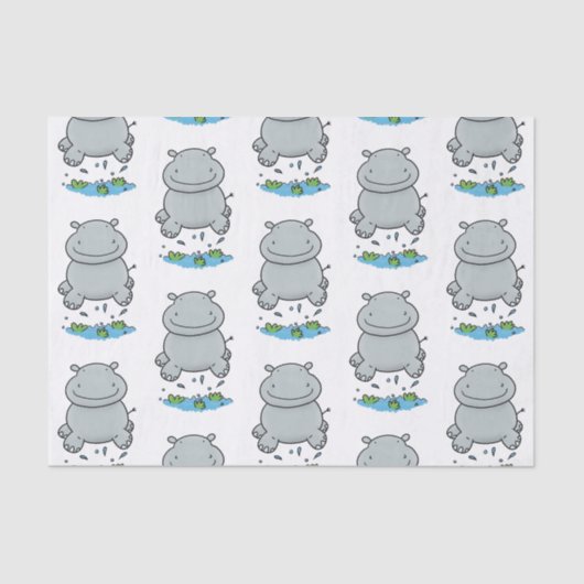 Cute hippo springende cartoon illustratie tissuepapier (Voorkant)