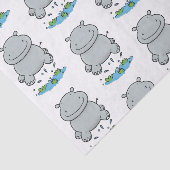 Cute hippo springende cartoon illustratie tissuepapier (Detail)