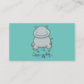 Cute hippo springende cartoon illustratie visitekaartje (Achterkant)
