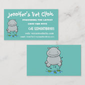 Cute hippo springende cartoon illustratie visitekaartje (Voorkant / Achterkant)