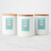 Cute hippo springende cartoon illustratie voedselcontainer etiket (Flessen)