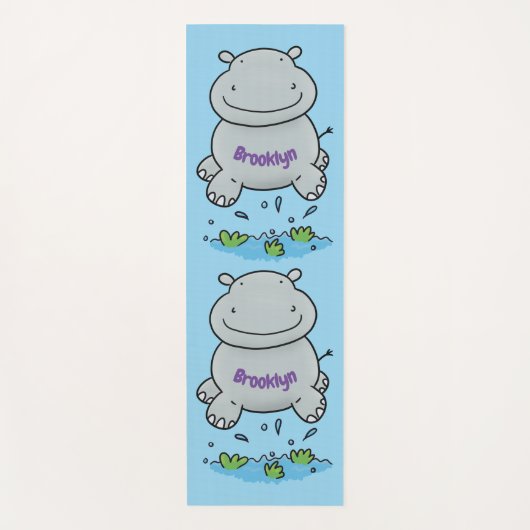 Cute hippo springende cartoon illustratie yogamat (Voorkant)