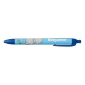 Cute hippo springende cartoon illustratie zwarte inkt pen (Bodem)