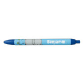 Cute hippo springende cartoon illustratie zwarte inkt pen (Voorkant)
