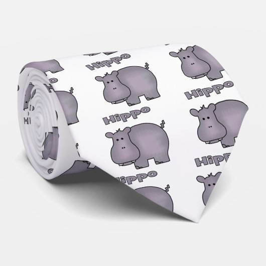 Cute Hippo Stropdas (Opgerold)