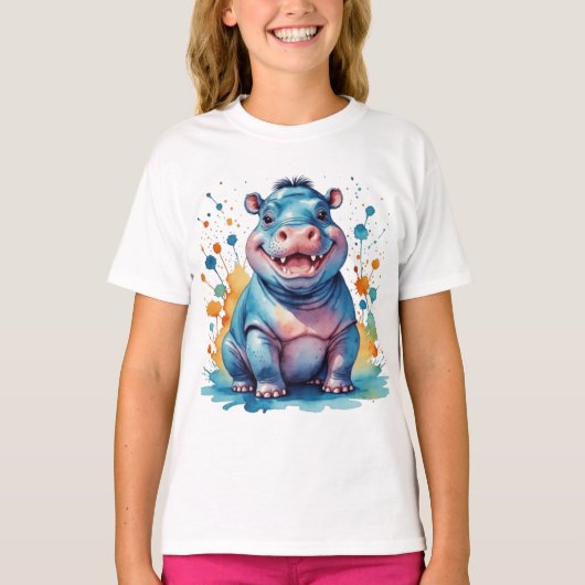 Cute hippo t-shirt (Voorkant)
