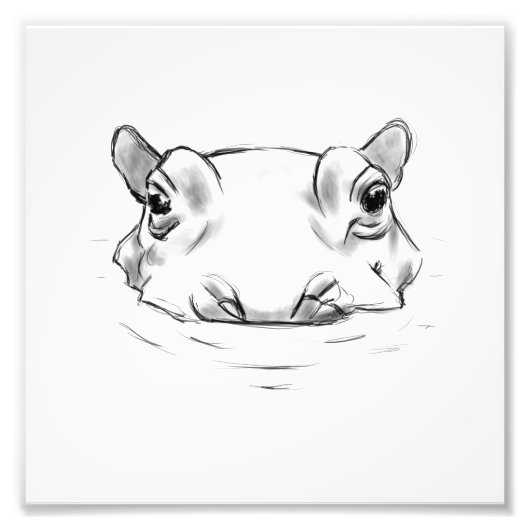 Cute hippo tekening foto afdruk (Voorkant)