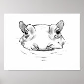 Cute hippo tekening poster (Voorkant)