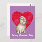 Cute Hippo Valentijn Briefkaart (Voorkant / Achterkant)