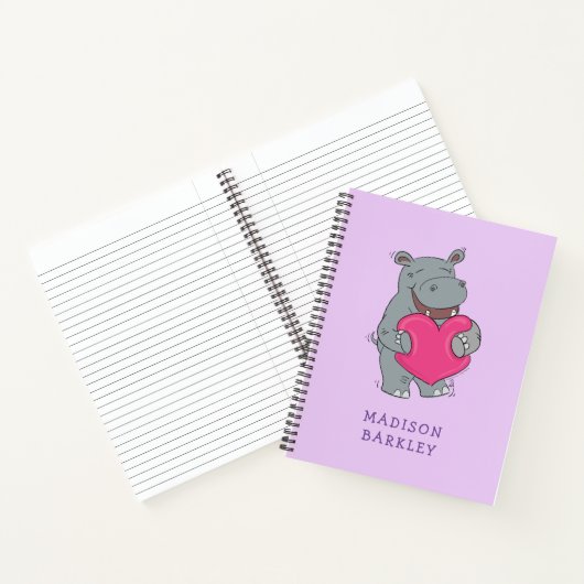 Cute Hippo Valentijnsdag Notitieboek (Binnen)