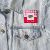 Cute Hippo Vierkante Button 5,1 Cm (In situ)