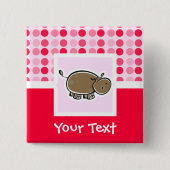 Cute Hippo Vierkante Button 5,1 Cm (Voorkant)
