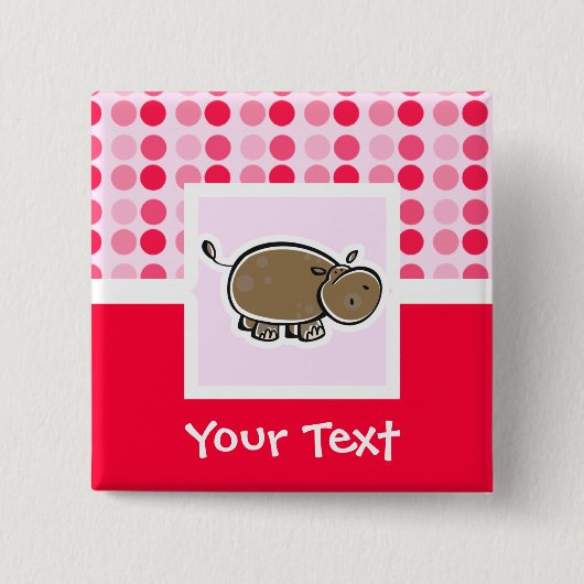 Cute Hippo Vierkante Button 5,1 Cm (Voorkant)